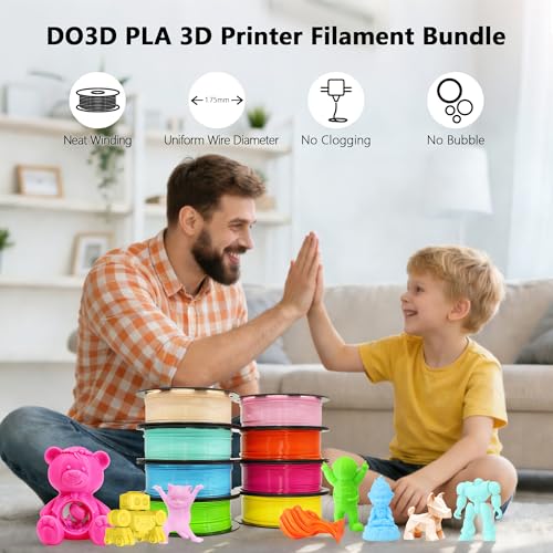 Image of 1.75mm 3D Printer PLA Filament 8 Colors Bundle: Pink, Yellow, Orange, Lime Green, Sky Blue, Cyan, Beige, Rose Red, 8 Spools Packed, Each 250g, Total 2Kg 3D Printing Material, 250g x 8 Spools