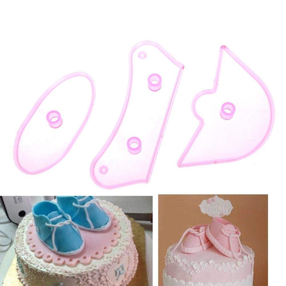 Wudaizhi Pink 3Pcs/Set Birthday Sneaker Shoe Cake Mold Fondant Cake Decorating Tools Embosser Cookie Cutter Mould