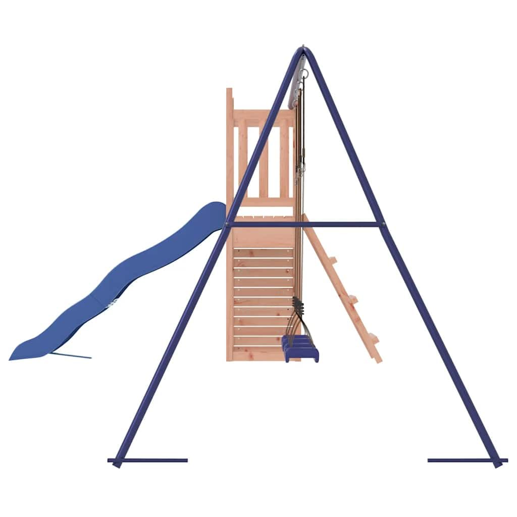 Spielturm Massivholz Douglasie mit Doppelschaukel, Wellenrutsche und Sandkasten, Klettergerüst aus wetterfestem Holz für Kinder im Garten