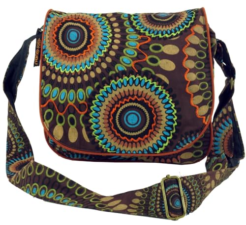 GURU SHOP Bolso de Hombro, Bolso Hippie, Bolso Goa - Marrón, Unisex - Adultos,...