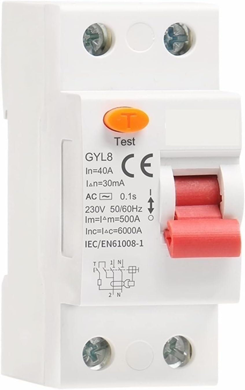 Circuit breakerHASMI AC Type RCD ELCB RCCB Din Rail Residual Current Circuit Breaker 25A 40A 63A 1Pcs (Size : 2P 40A, Color : 30mA) (Color : 100ma, Size : 2P 40A)
