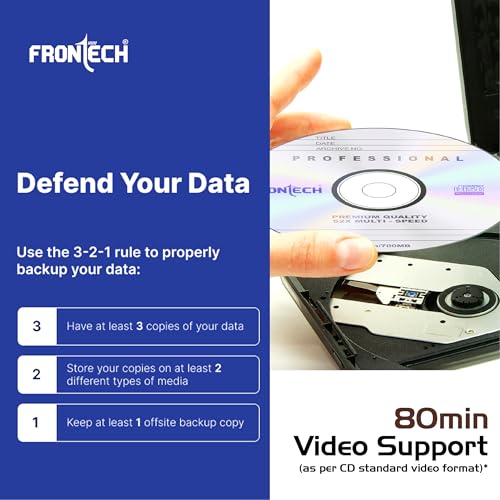 FRONTECH CDR 700MB Media 80 Mins 52X Speed - Pack of 50, Professional CD-R with Advanced German Technology, (CDR-0002) - Image 7