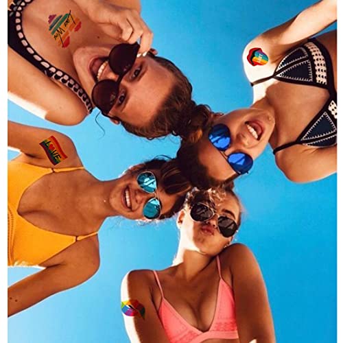 Ooopsiun 80 Pcs Rainbow Temporary Tattoos -10 Sheets Pride Tattoos Flower/Heart/Rainbow Tattoos For Pride Festivals #TOP2