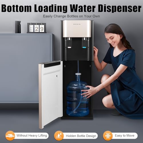 Bottom Loading Water Dispenser - 5.28 Gallon Hot & Cold Water Cooler, 20L Office & Home Drinking Machine, Ideal for Gyms & Offices (Dark Gray)