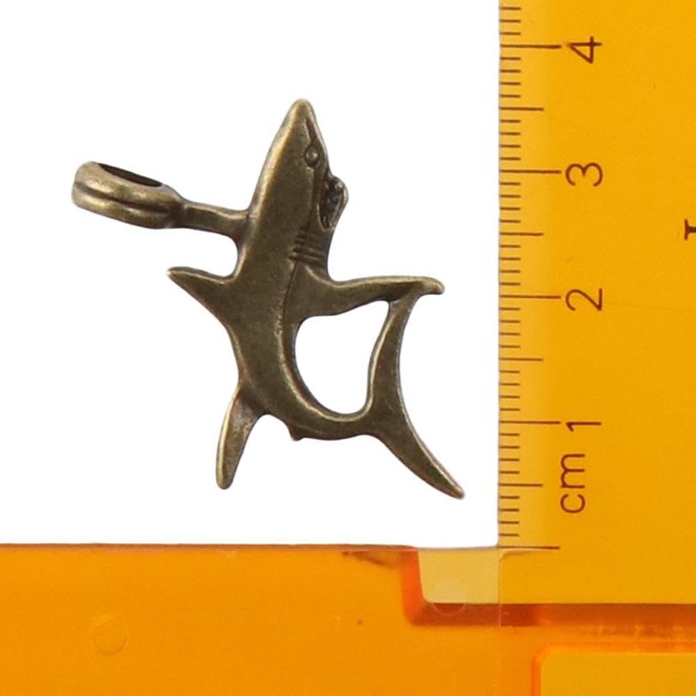 40Pcs Antique Silver and Bronze Shark Charms Pendants for DIY Jewelry Making Necklace Craft - Image 7
