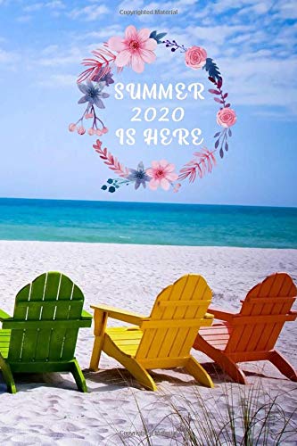 Summer 2020 is here: Summer write journal for kids with chair in front of sea, for summer 2020, sea coloring notbook, beach notbook for girls, perfect size 6x9 inch, matte cover