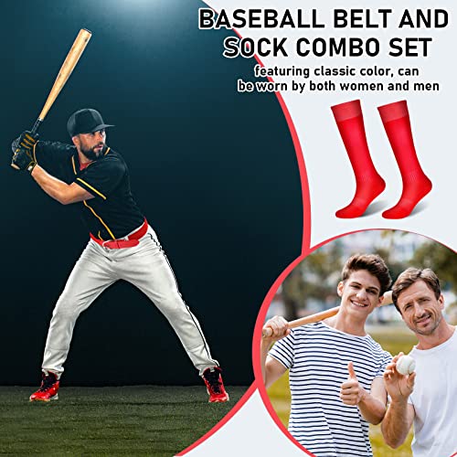 Image of Zhanmai Baseball Belt and Socks Combo, Adjustable Elastic Belt and Softball Socks, Multiple Sizes for Youth Boys Girls, Adult