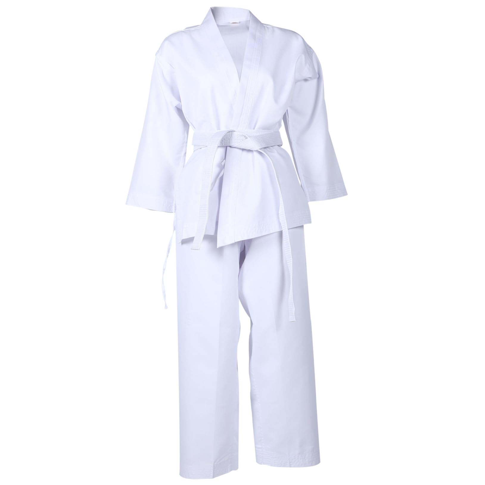 Tenue de Karaté pour Adulte en Polyester Blanc Ceintures Élastiques Pratiques, pour L'entraînement Compétition, 1 Set de Vêtements de Sport Confortables
