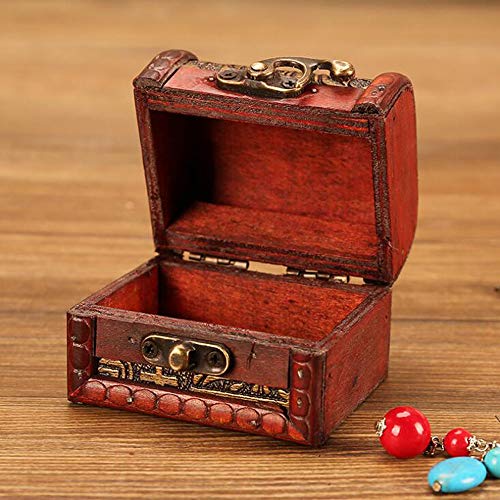 Obtanim Vintage Small Jewelry Boxes, 3 Inch Handmade Wooden Storage Box With Metal Lock Treasure Organizer Gift Box, Set Of 2 #TOP4