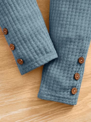 Image of Floerns Girl's long sleeve rib knit peplum tee top with pants set 2 piece outfit