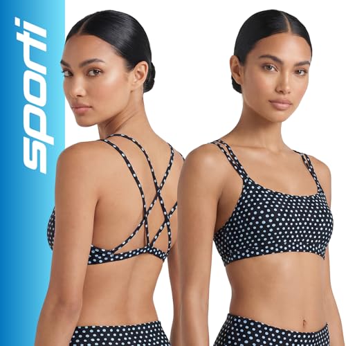 Image of Sporti Swimsuits Bikini Tops for Women, Double Cross & Round Neckline, Swim Top Bathing Suits, Women Bralette Swim Top
