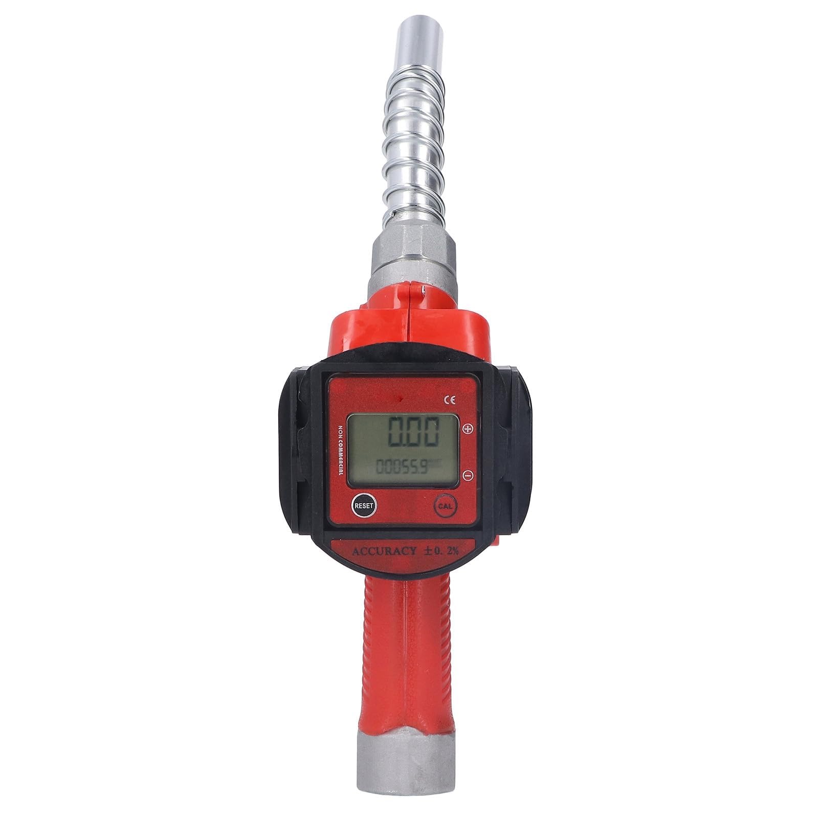 1in BSP Automatische Betankungsdüse K28 10-60 L/min Aluminiumlegierung Digitaler Durchflussmesser Benzin Zapfpistole 3-stellige Digitalanzeige Rot