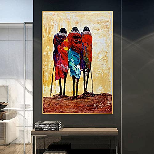 Décoration murale africaine en toile - Portrait de tribu sans cadre