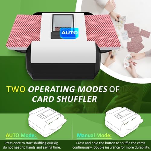 Mescolatore di carte ricaricabile, Mescolatore automatico di carte a 1-2 mazzi, Funzionamento con una sola pressione, Basso rumore, Batteria incorporata da 2000 mAh, Mescolatore di carte elettrico