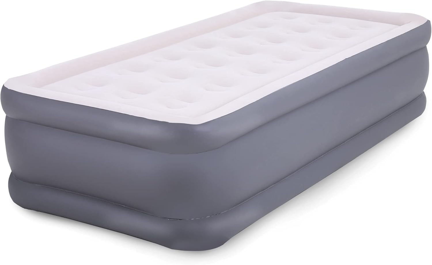 ALPHA CAMP Air Mattress with Built in Pump, Double High Inflatable Airbed Blow Up Mattress with Flocked Top, 18inch Twin Size for Camping Travel Guests Home, Storage Bag & Repair Patch Kit Included