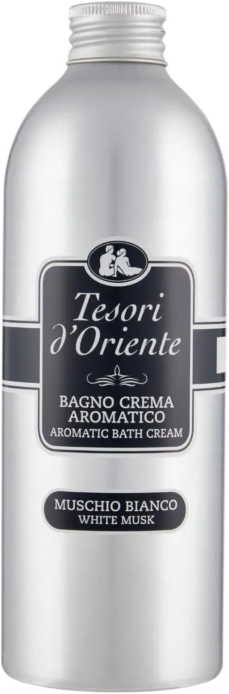 6x Tesori d'Oriente Bagno Crema Muschio Bianco,Schaumbäder mit Weißer Moschus,Reinigen die Haut und spenden Nährstoffe und Feuchtigkeit,500ml,+ italy shop free keyring