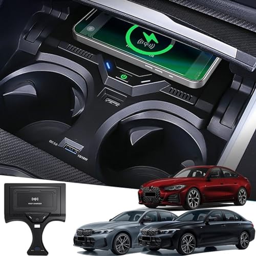 NAMEAL Car Wireless Charger for 3 Series G20 2019-2023 4 Series G22 2020-2023,for 330i/330i xDrive/M340i/330e/430i/430i xDrive/M440i xDrive 15W Fast Charging Phone Charger Pad for /15/14/13/12