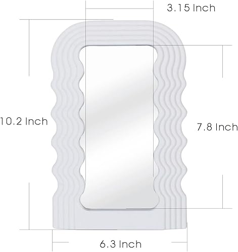 Miniatura 6 de Simmer Stone Espejo de maquillaje irregular con patrón de ondas, espejo de tocador, espejo de escritorio, espejo de pared colgante, escritorio,