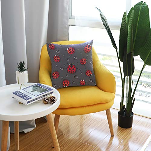 Blueangle Red Ladybugs Pillow Covers 18 X 18 Inch Square Decorative Throw Pillow Covers Cushion Case For Sofa Couch Home Farmhouse Decor #TOP5