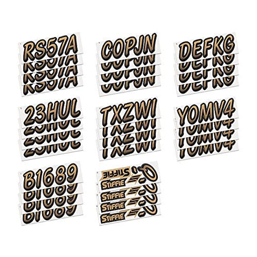 Image of STIFFIE Whipline Metallic Gold /Black 3 inch Boat & PWC Registration Decals • Numbers Letters Stickers