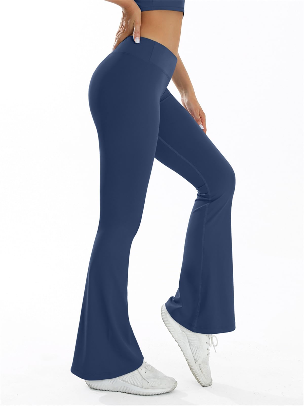 Bootcut Jazzpants damskie spodnie do jogi, podnoszące biodra, w kolorze skóry, skrzyżowane spodnie do jogi z wysoką talią, wąskie, szybkoschnące, swobodne spodnie sportowe z szerokimi nogawkami