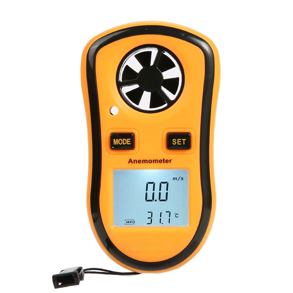 Medidor de Viento Digital, anemómetro Mini Calibre de Temperatura de Velocidad del Viento con termómetro LCD Retroiluminación para el Windsurf Kite Volando navegando