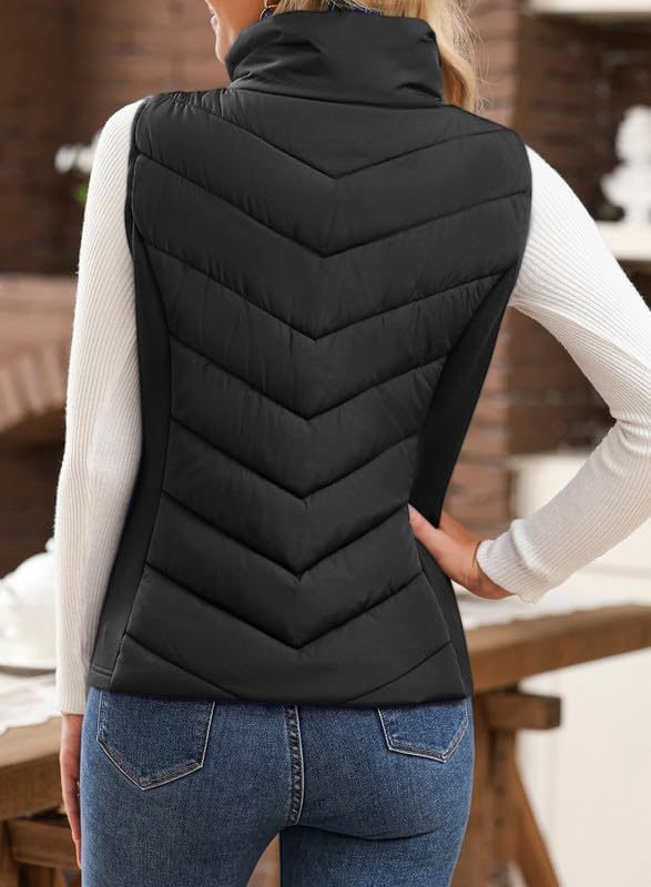 Dokotoo Puffer Vest Women Sleeveless Zip Up Outerwear Stand Collar Quilted Vest Warm Winter Jackets Coats with Pocket - Image 2