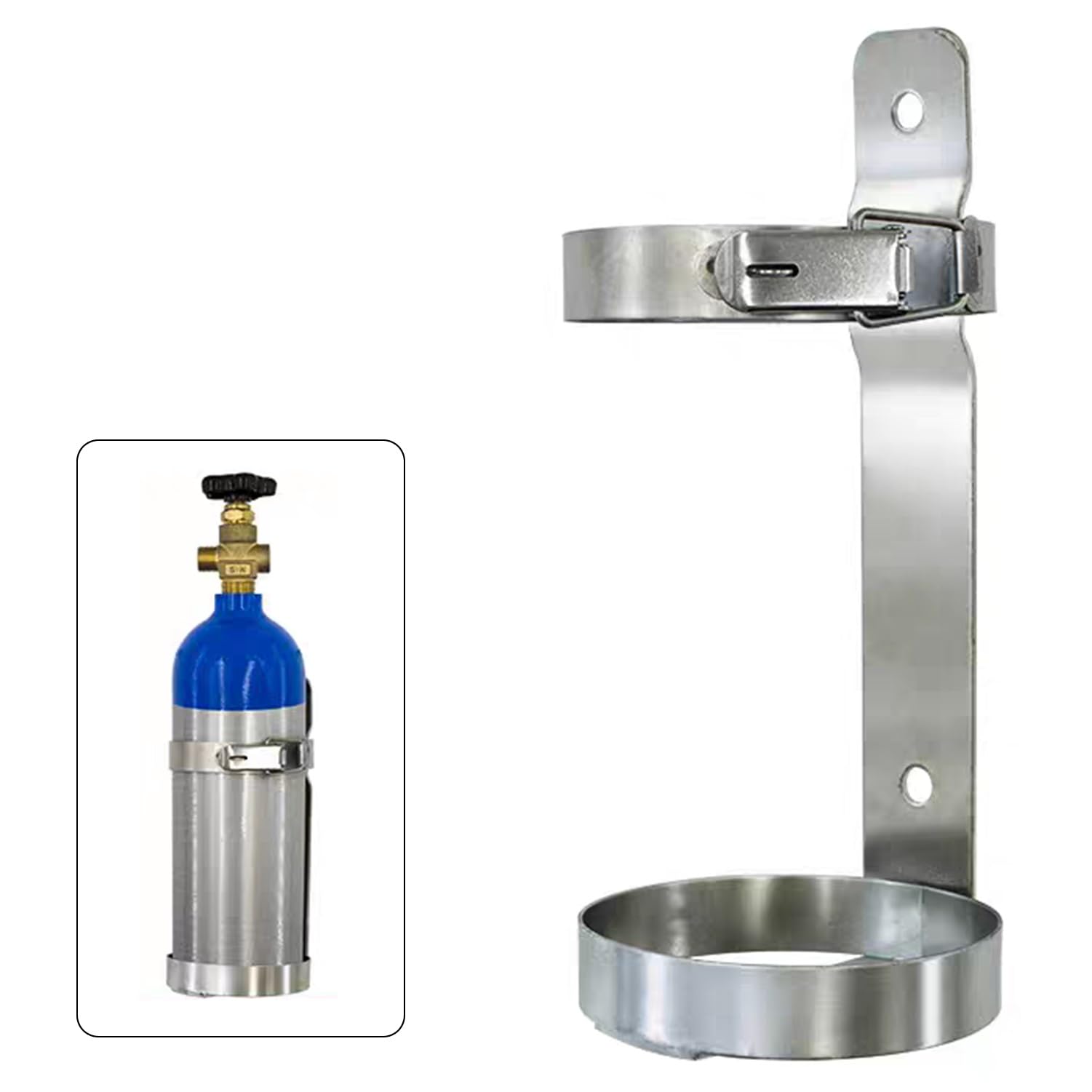 Soporte Para Bombona De Oxígeno, Soporte De Acero Inoxidable Para Cilindros De Gas, Para Bombonas De 2L/2,8L/4L/10L, Con Hebilla De Seguridad Y Base Integrada(16.5CM/10L)
