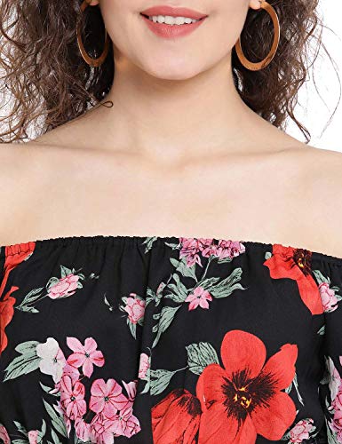 Image of Women Off Shoulder Cotton Color Block Top