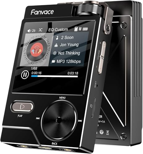 Fanvace MP3�v���[���[ �n�C���] 64GB TF�J�[�h�t�� HiFi���y�v���[���[ HiFi���� �f�W�^���I�[�f�B�I�v���[���[ ���X���X DSD 2000mAh�o�b�e���[���� MP3�EAAC�EFLAC�EAPE�EWAV�EWMA�EOGG�EDSD�Ή� 