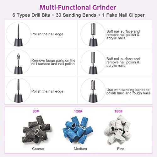 YaFex Máquina elétrica de broca de unha, kit de lixa de unha elétrica, ferramenta profissional de ma