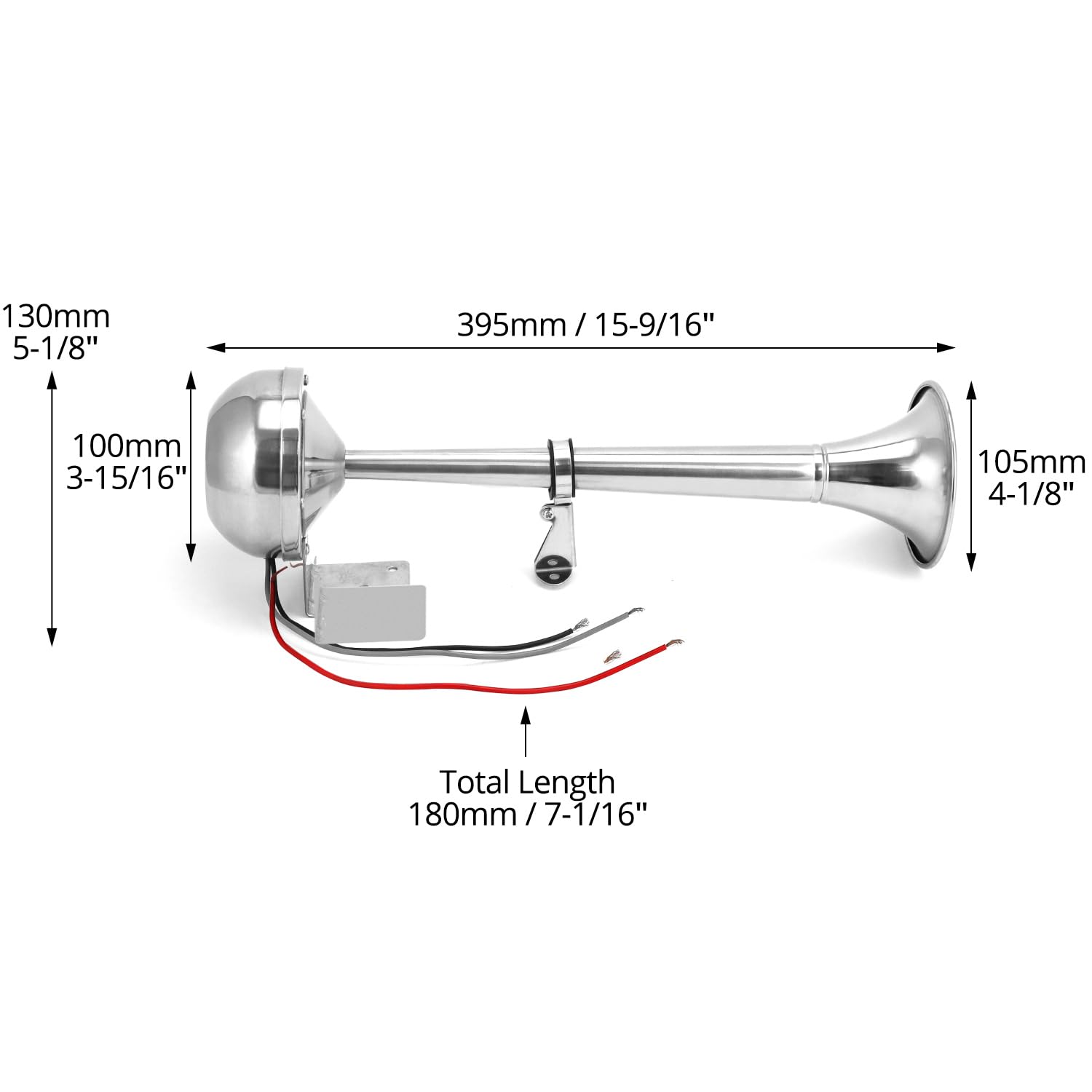 QWORK® Tromba Nautica Trombe Camion in Acciaio Inossidabile 304-328DB 12V 10A -Tromba Singola Potente per per Barche e Veicoli