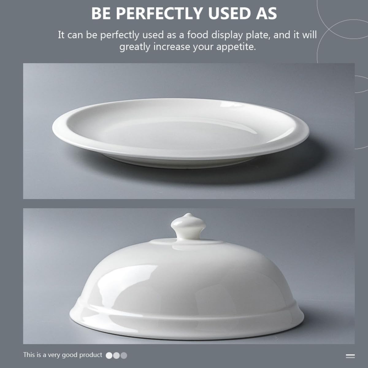 Sosoport Plato de Cerámica Blanco Estilo Francés para Servir Comida con Tapa, Fácil de Limpiar Adecuado para Restaurante y Hogar