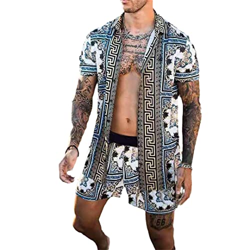 Tenue hawaïenne homme AXEBHPED légère en patchwork style Tz-3 pour rester frais en taille M