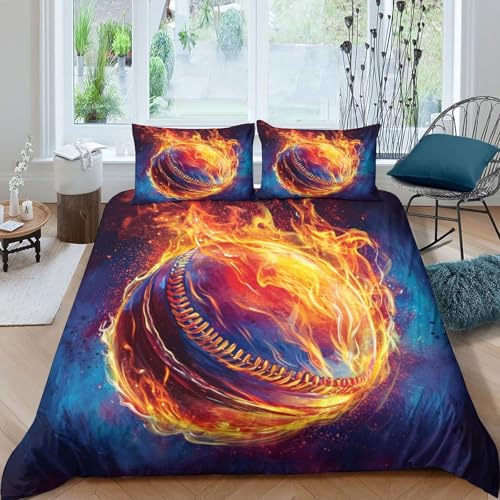 Housse de couette 200x200 baseball 3D en microfibre douce premium
