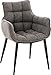 Sedia Pranzo Imbottita con Braccioli Tirana in Tessuto I Poltroncina da Soggiorno Trapunta con Telaio in Metallo, Colore:Grigio Titanio, Colore del Telaio:Nero