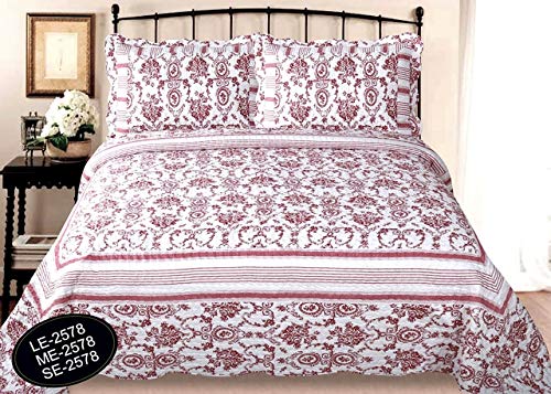ForenTex ColchasPara Cama 150cm LE-2578 Reversible Estampado Cosida para Primavera/Verano, Florres Rojas, 240 x 260 cm
