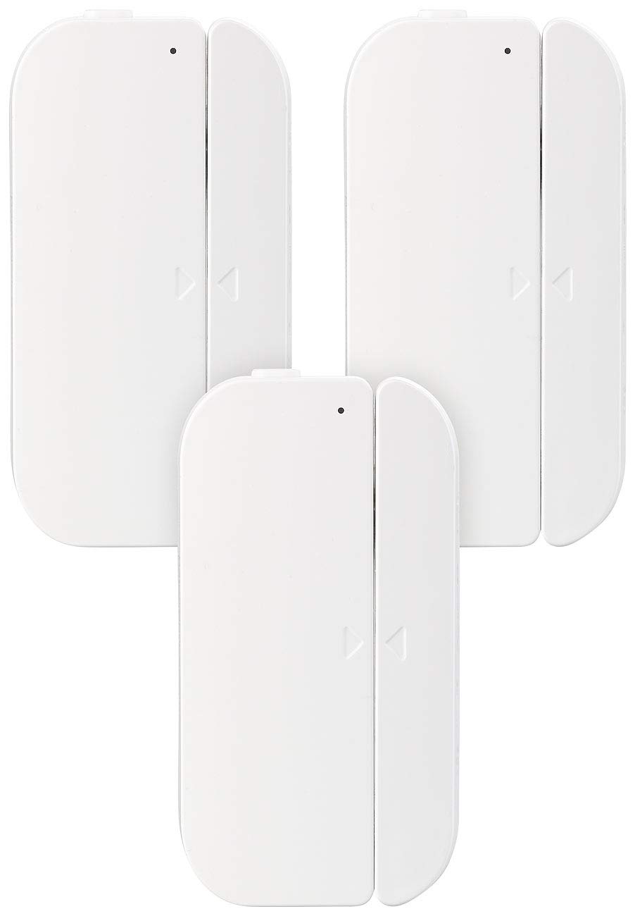 Luminea sensore finestra WLAN: set da 3 Allarmi per porte e finestre WLAN, compatibile con Amazon Alexa e Google Assistant, App per notifiche globali (allarme porte finestre wifi, sensori, samsung)