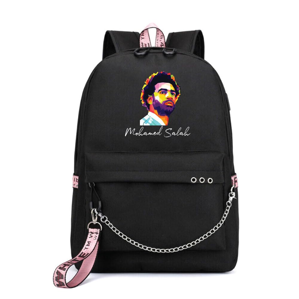 GenericFootball Super Hero Mohamed Salah Printed Backpack - Football Sports Fan - School - Travel Bag with USB Charging Port - Kids - Adults