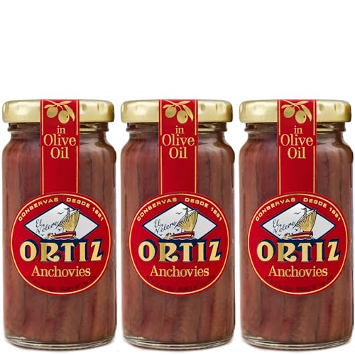 Ortiz Anchovies in Extra Virgin Olive Oil, Firm Buttery Fillets with a Rich Umami Taste, Wild Caught...