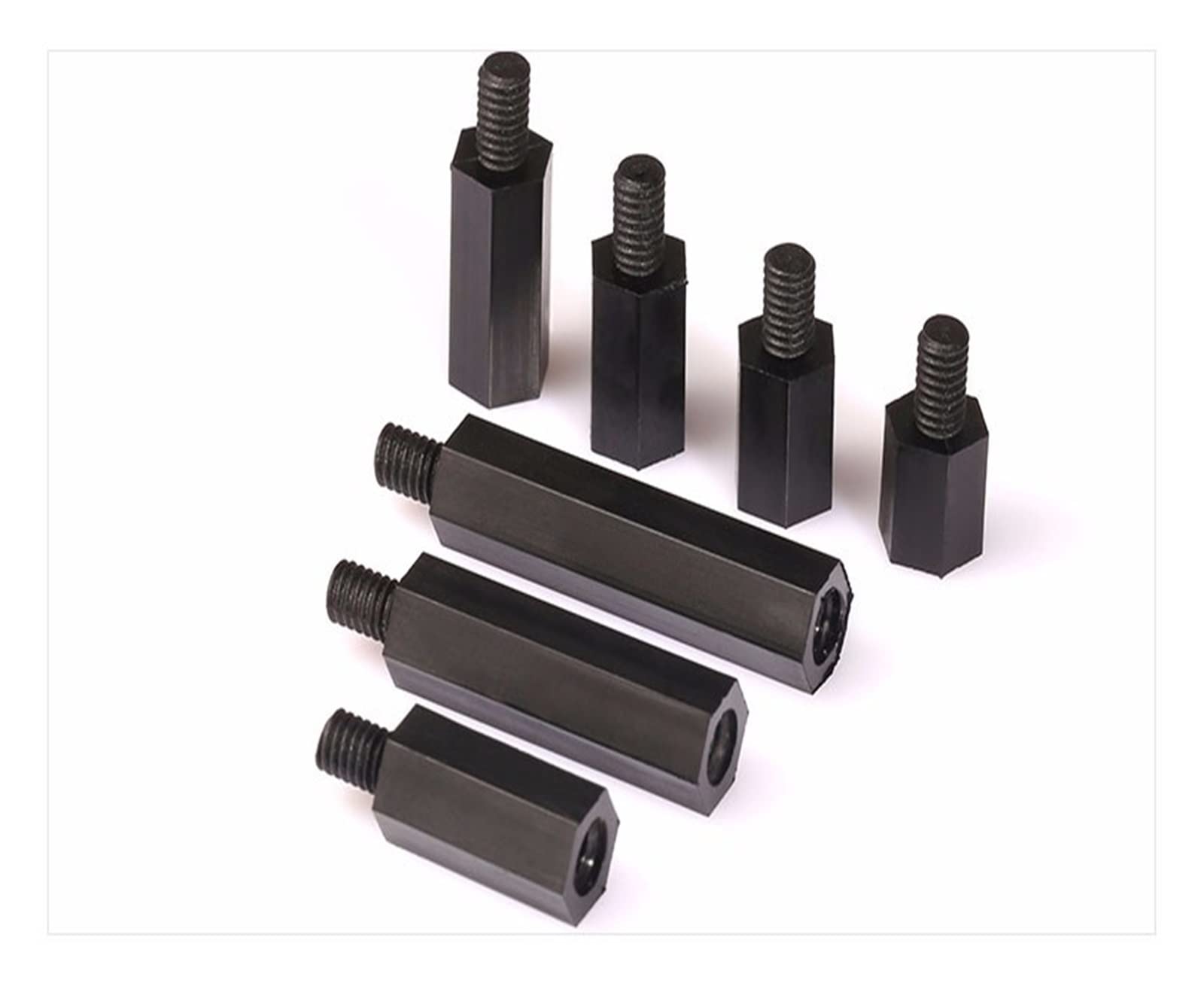 LAZIRO Nylon-Säulen-Abstandshalter Außensechskant-Einzelkopf-Isolationssäule Schwarz M3 M4 Abstandshalter Kunststoffschrauben Verstärkerplatinen-Muttern (Size : M4X25 80pcs, Color : No Include threa