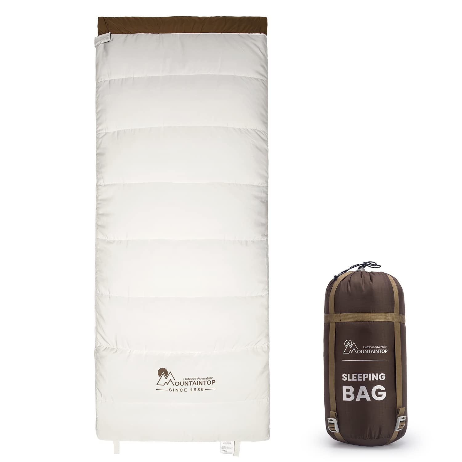 Mountaintop Lightweight Envelope Backpacking Camping Sleeping Bag Fits up to 6'11", 32-50°F Sleeping Bags for Adults with Compression Sack
