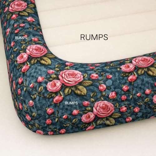 Image of RUMPS 380 TC Premium Heavy Cotton 7D Print Fast Colour Feel Elastic Fitted Floral Bedsheet King Size with 2 Pillow Covers || (Blue,red, Fitted - Double-72 x72)