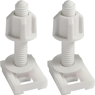 2Pcs White Plastic Toilet Seat Screws and Nuts with Washers,Hinge Bolts Screws Hinges Replacement Parts for Mounting Toilet Seats Toilet Lid Toilet Seats