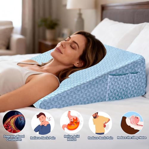 Image of Wedge Pillow for Sleeping, 7.5 inch Memory Foam Bed Wedge for Back and Leg Use | Dual-Layer Foam with a High-Density Base Provides Stable Support, Resists Flattening, and Stays Secure with a Non-Slip Bottom