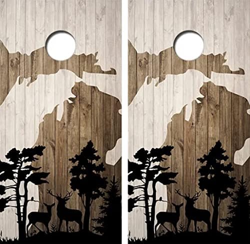 Michigan Deer Hunting Cornhole Wood Board Skin Wrap