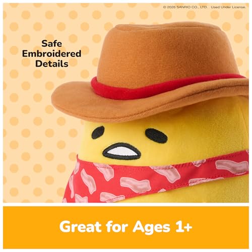 Image of GUND Sanrio Gudetama The Lazy Egg Cowboy 9-Inch Western Themed Stuffed Toy | Promotes Exciting Character Roleplay, Early Sensory Discovery, and Creative Screen-Free Storytelling; Soft, Collectible Plush