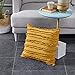 Longhui bedding Mustard Yellow Cotton Linen Throw Pillow Covers for Couch Sofa Bed, Decorative Throws Cushion Covers, 18 x 18 Inches, Set of 2, No Inserts