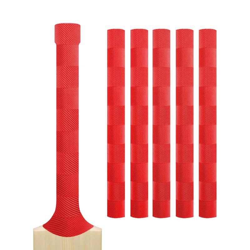 Cricket Bat Grips โ Premium Rubber Cricket Bat Grip Tape for Maximum Hold & Shock Absorption (2, Red, Chevron)