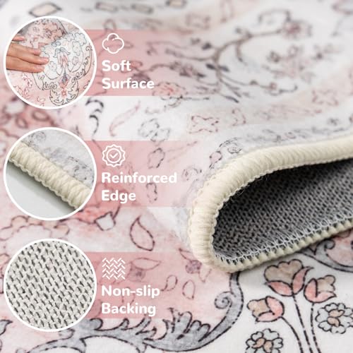 Tapete decorativo Brakki 2x3 Floral rosa lavable miniatura 6